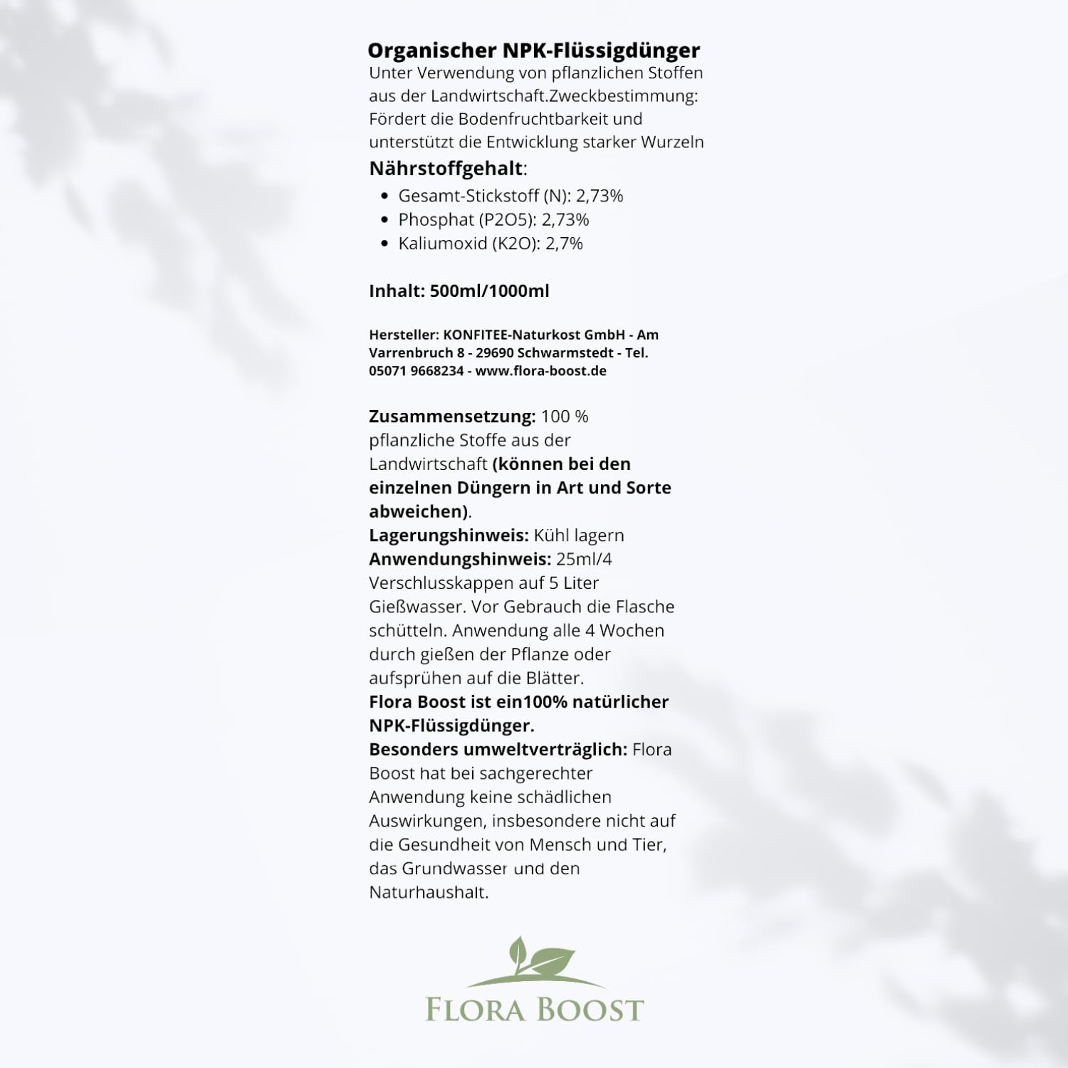 Wüstenrosen Dünger Flora Boost 5000ml I Für bis zu 1000L Gießwasser I Langzeit Blumendünger für Rosen I Flüssiger Blatt- & Wurzeldünger I 100% natürlicher Pflanzendünger