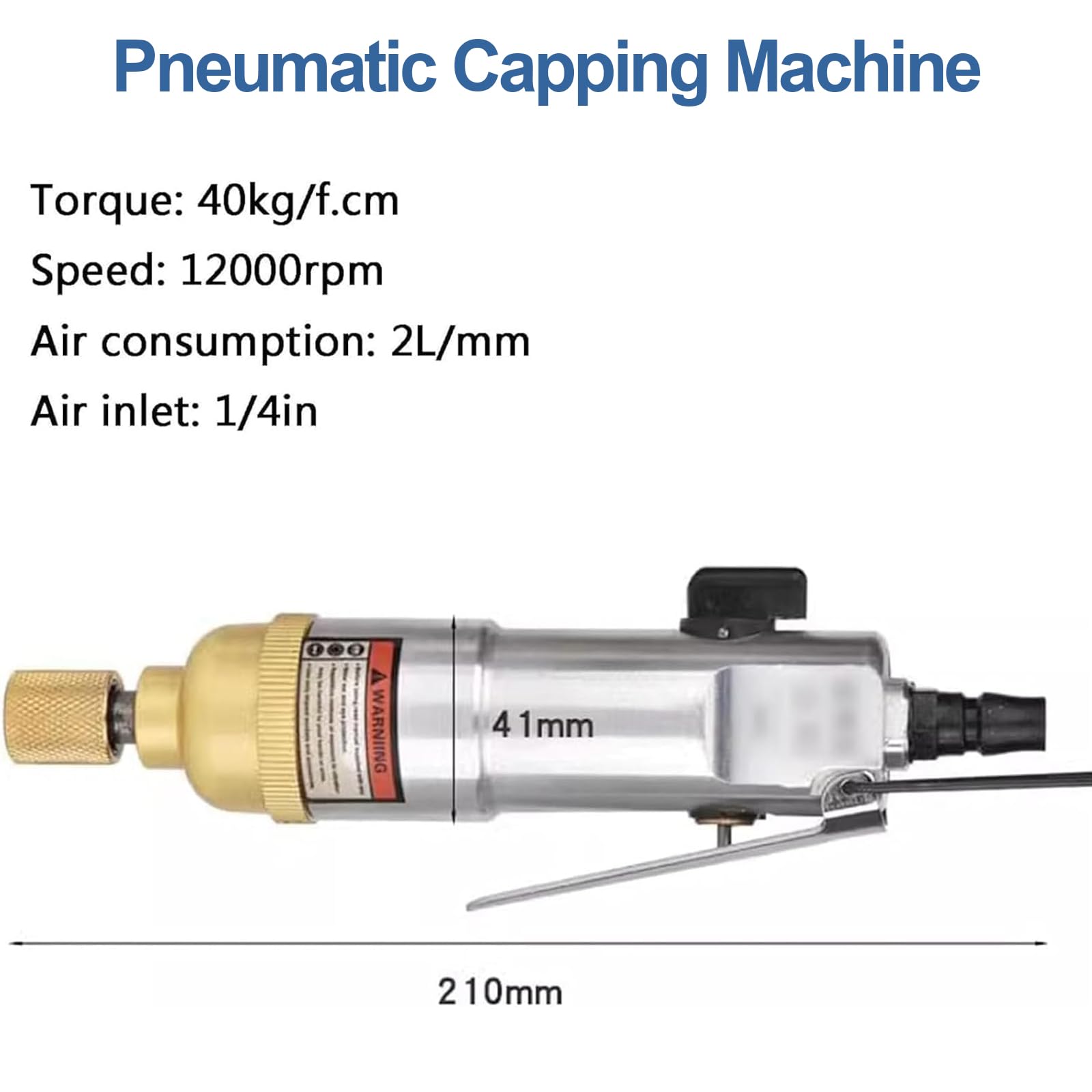 Tensor de tapa de botella de mano, herramienta de sellado neumático con velocidad ajustable, diseño hacia adelante y hacia atrás, par de torsión de 40 kg/cm, se adapta a botellas de plástico de 10 a