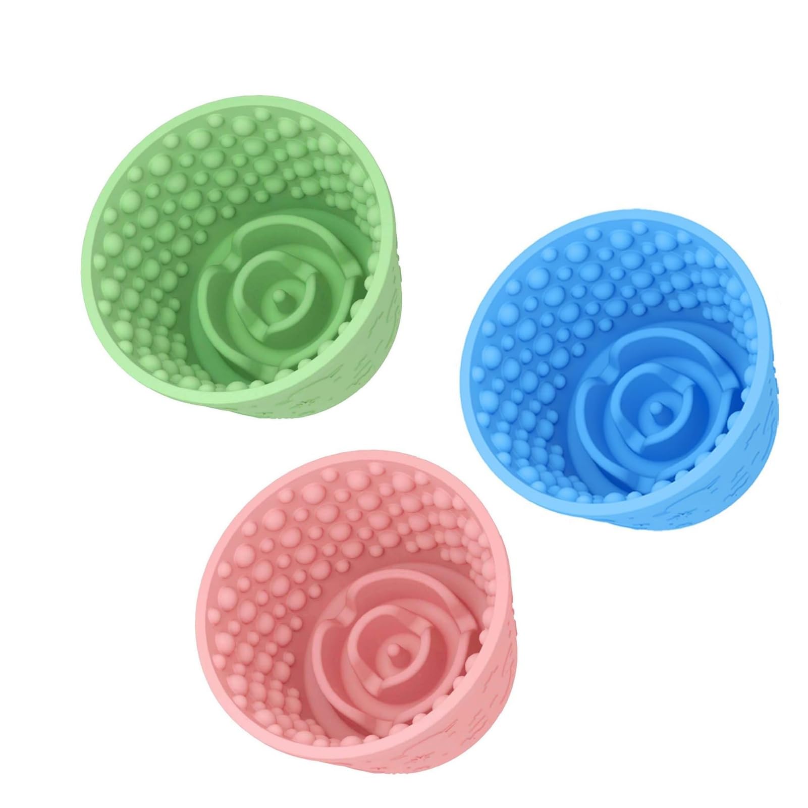 Dog Lick Bowl Anxiety Relief Dog Licking Mat Freezer Treat Dispenser, Freezer Treat Dispenser with Textured Surface,Anxiety Relief Dog Licking Mat (Green+Pink+Blue)