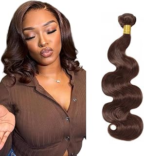 Brown Human Hair Bundles Body Wave 12 Inch Color #4 Single Bundle Human Hair Dark Brown 100g Total 1 Human Hair Extension Wet and Wavy for Women