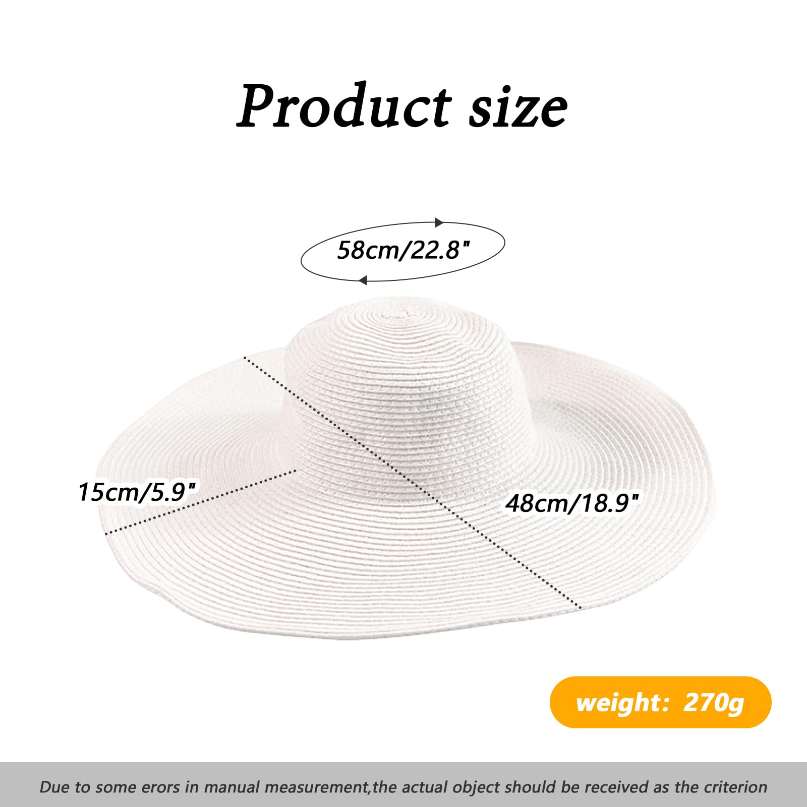 Women Girls Large Brimmed Garden Beach Big Summer Sun Hat Swimming Garden Beach Straw Hat for Holiday Traveling Black
