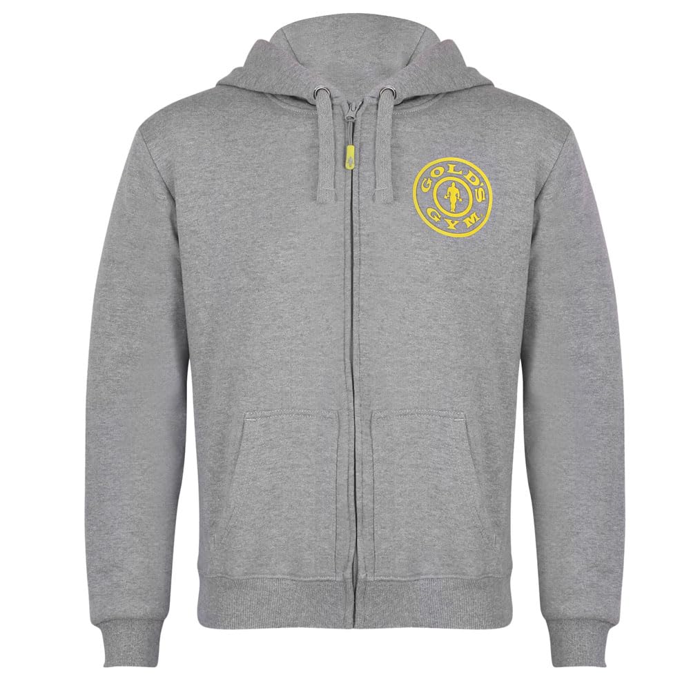 Gold's Gym Men's Zip Through Sweater Hoody Printed Hooded Sweatshirt Hoodie Felpa con Cappuccio Uomo (Pacco da 1)