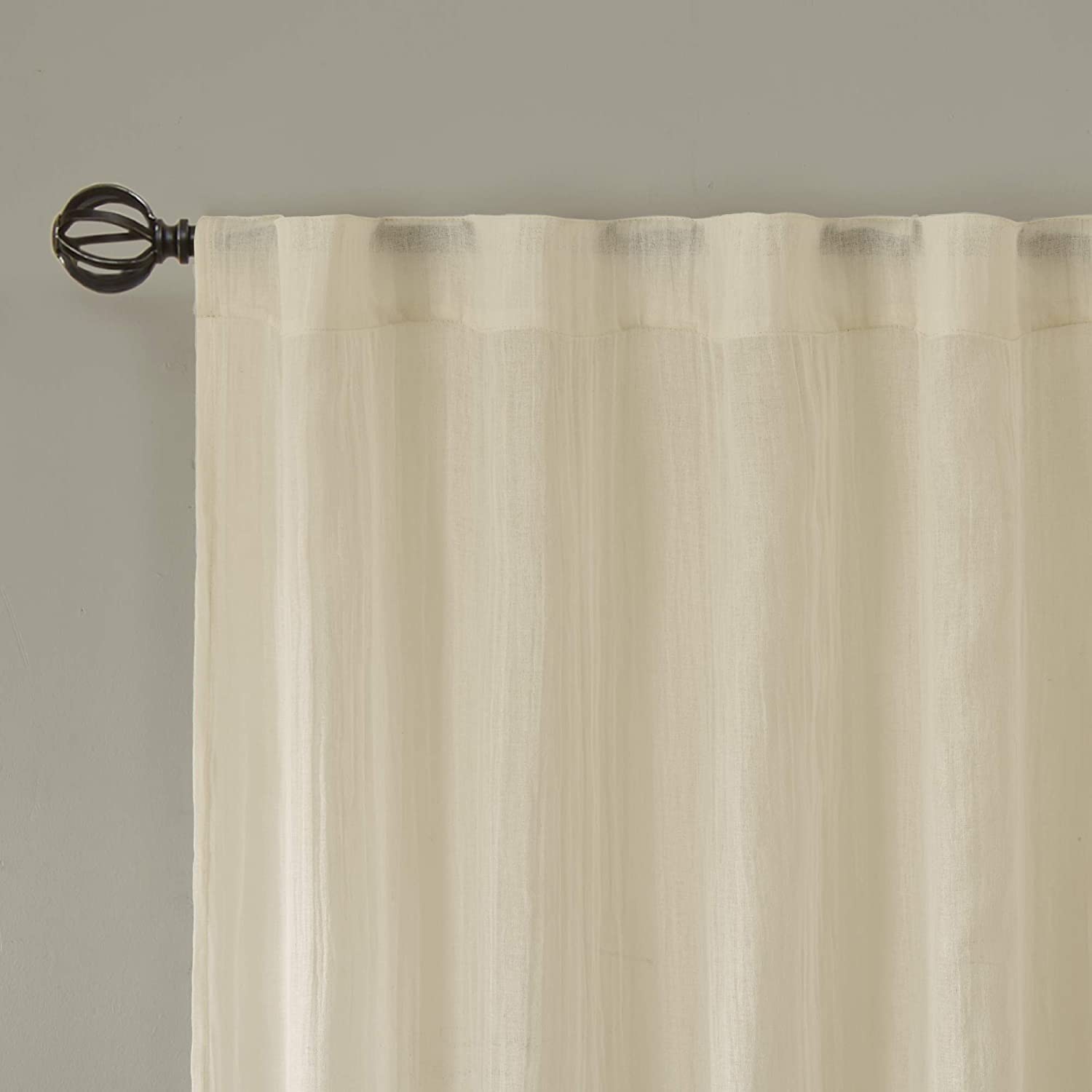 Madison Park Harper Paire de Panneaux de fenêtre écrasés Solides Crème 106,7 x 213,4 cm