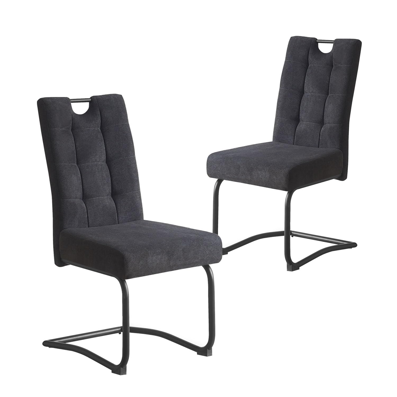 Set van 2 eetkamerstoelen Keukenstoel Stoel M37 ~ Leer, crème, donkere poten