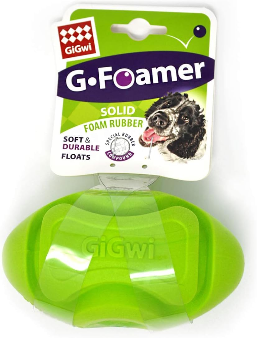 GiGwi Foamer Rubber Rugby Dog Ball Soft Floating Durable Dog Toy TPR Fetch Rugby Ball - Green