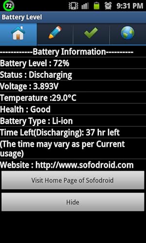 Sofodroid Battery Level