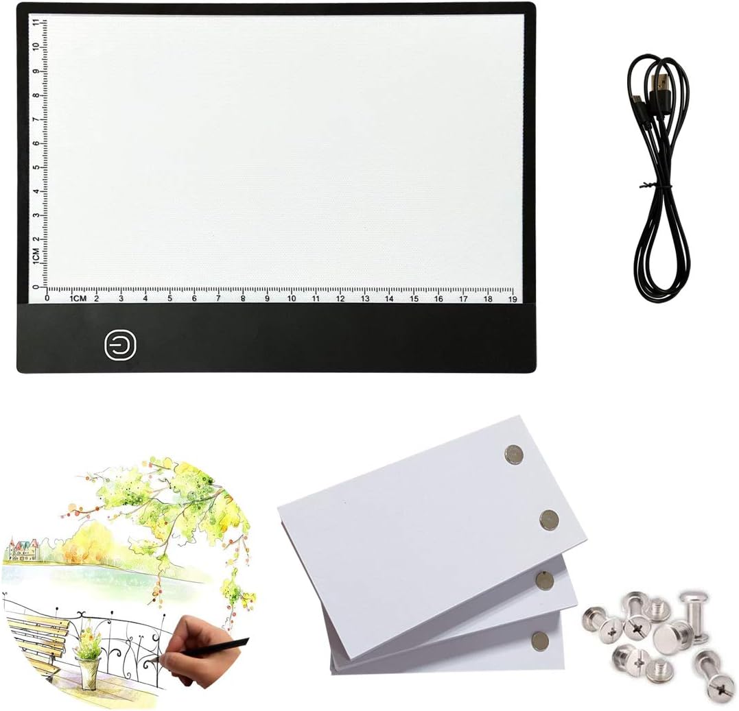 flip Book kit: 270 Sheets Animation Paper with Removable Screws & LED Light Box for Tracing and Drawing, USB Powered A5 Lightbox with Stepless dimming and Ruler