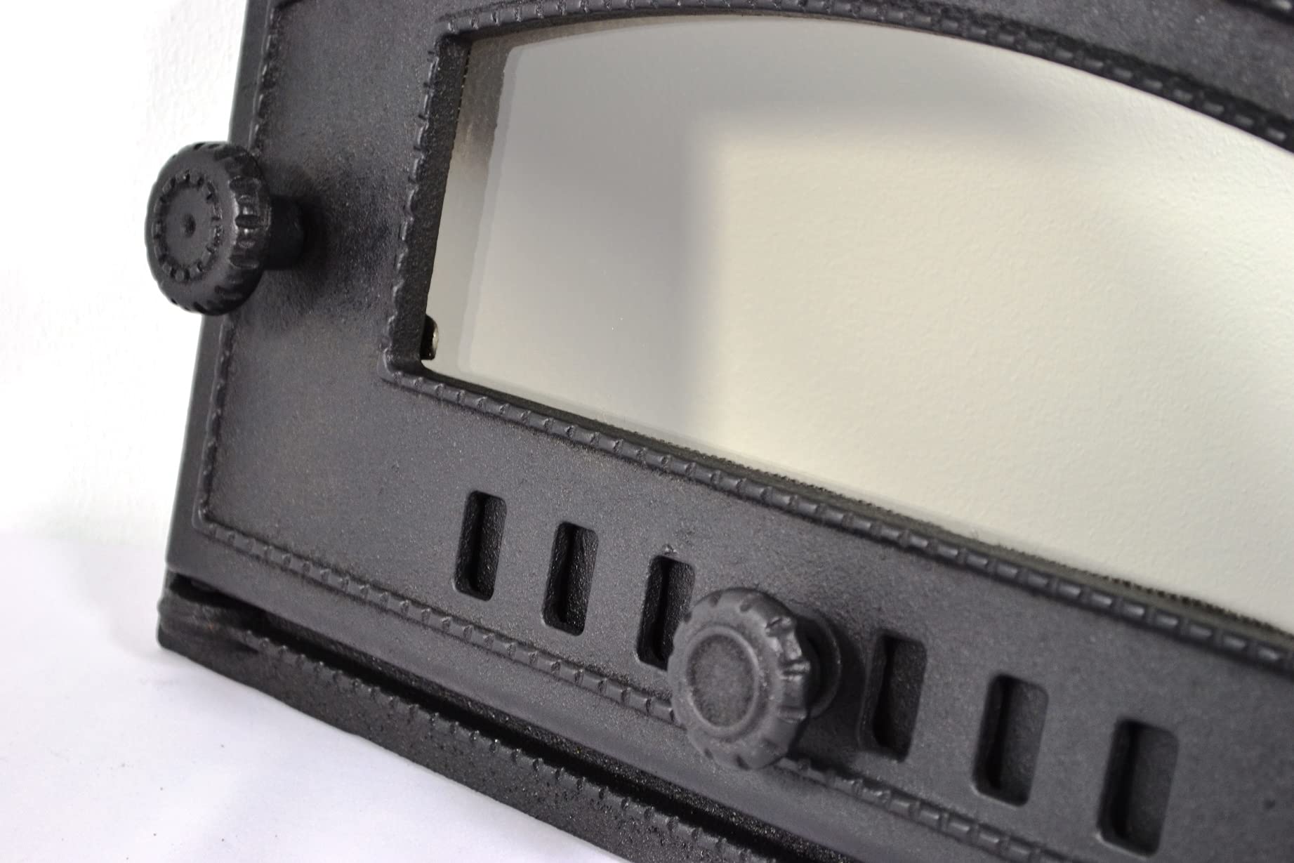 SEZAM Backofentür aus Gusseisen mit hitzebeständiger Glasscheibe 48,5 x 6,5 x 27,5 cm halbrund schwarz