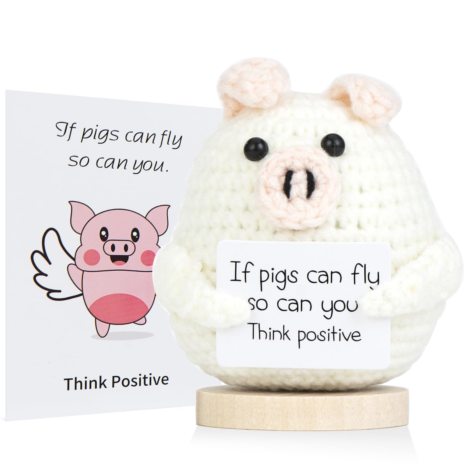 XBOCMY Pocket Hug - Porcellino portafortuna, in lana lavorata a maglia, mini bambola di maiale e piccolo portafortuna, regalo di mutago, buon miglioramento, regalo scolastico