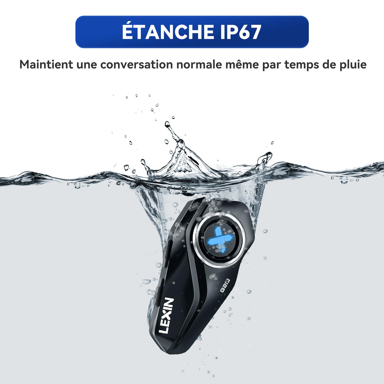 LEXIN G2P Intercom Moto Bluetooth avec 4 Coques Remplaçable, Communication Système, Réduction de Bruit, Kit Main Libre Moto, Oreillette Bluetooth pour Motocyclette/ATV/Vélo