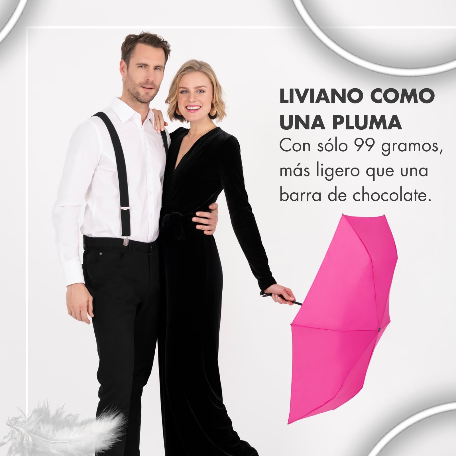 Doppler Zero 99 - Paraguas de bolsillo plano - Pesa solo 100 g - Estable y compacto - Resistente al viento - 21 cm - Para una mejor protección, Simply Black., Medium
