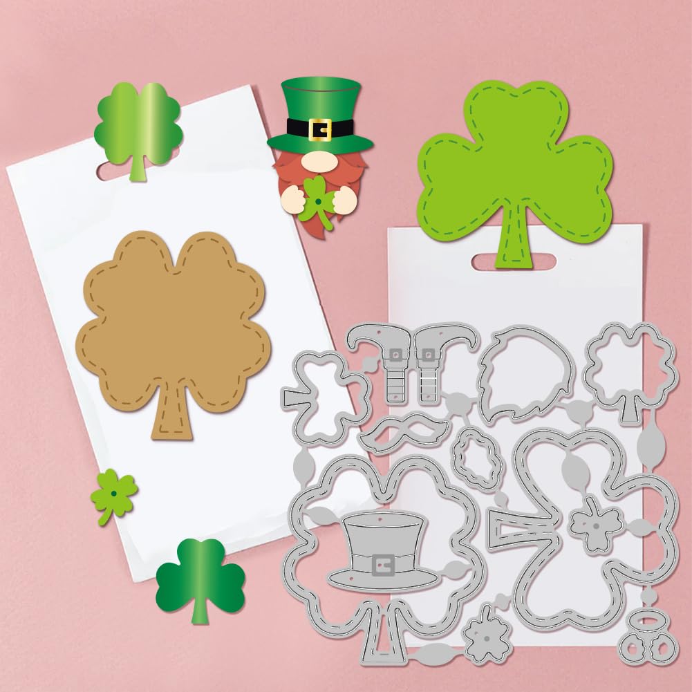 Matrices De Découpe Métal St Patrick - Trèfle, Pot, étiquette - Pour Scrapbooking, Cartes - À Utiliser Avec Machine - 13