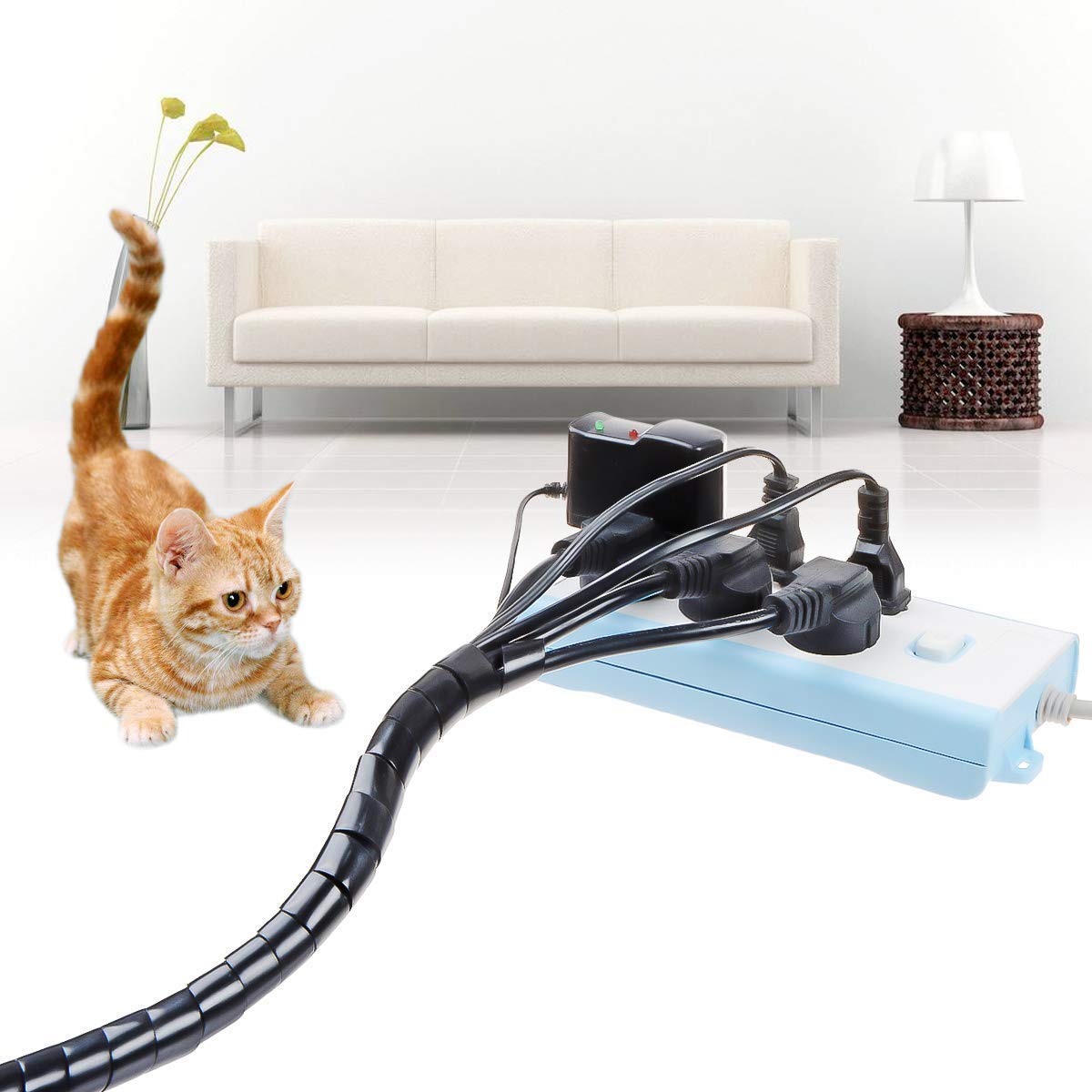 Spirale Avvolgicavo GTIWUNG - Tubo Copricavo Diametro 12mm, Lunghezza 7.5m, Bianco