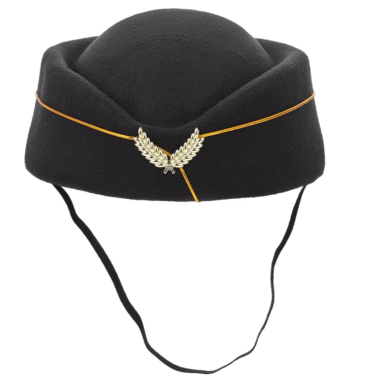 Felt Flight Attendant Hat for Halloween Cosplay Costume - Air Hostess Cap, Black