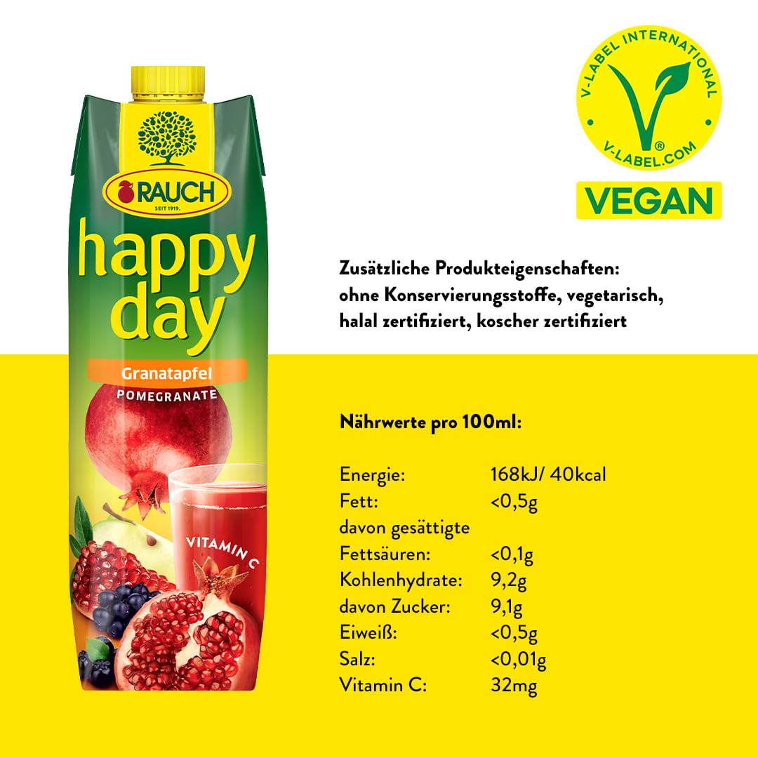 Rauch Happy Day - Bebida de zumo de granada, 6 unidades (6 x 1 l)