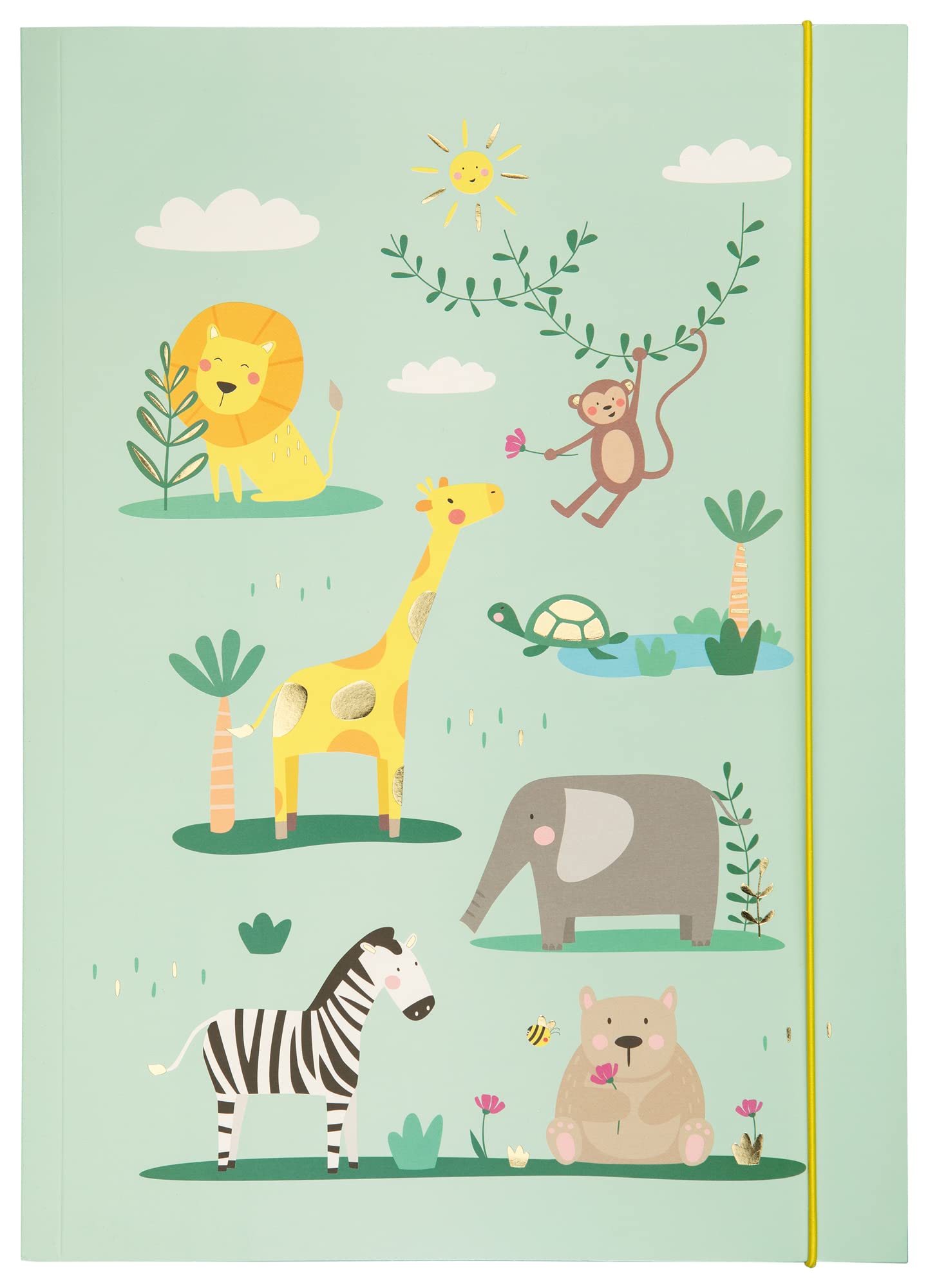 folia Hot Foil Happy Safari 69014 Portfolio File A3 Made of Sturdy Cardboard with Elastic Strap