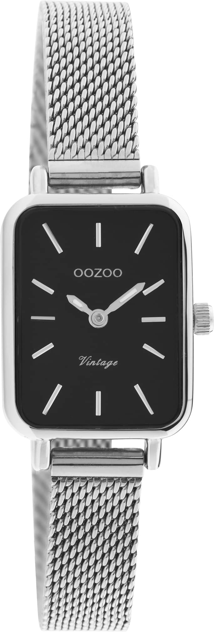 OOZOO Orologio vintage da donna – Orologio da polso da donna con cinturino in rete 16 mm – analogico da donna rotondo, oro rosa e bianco, Bracciale