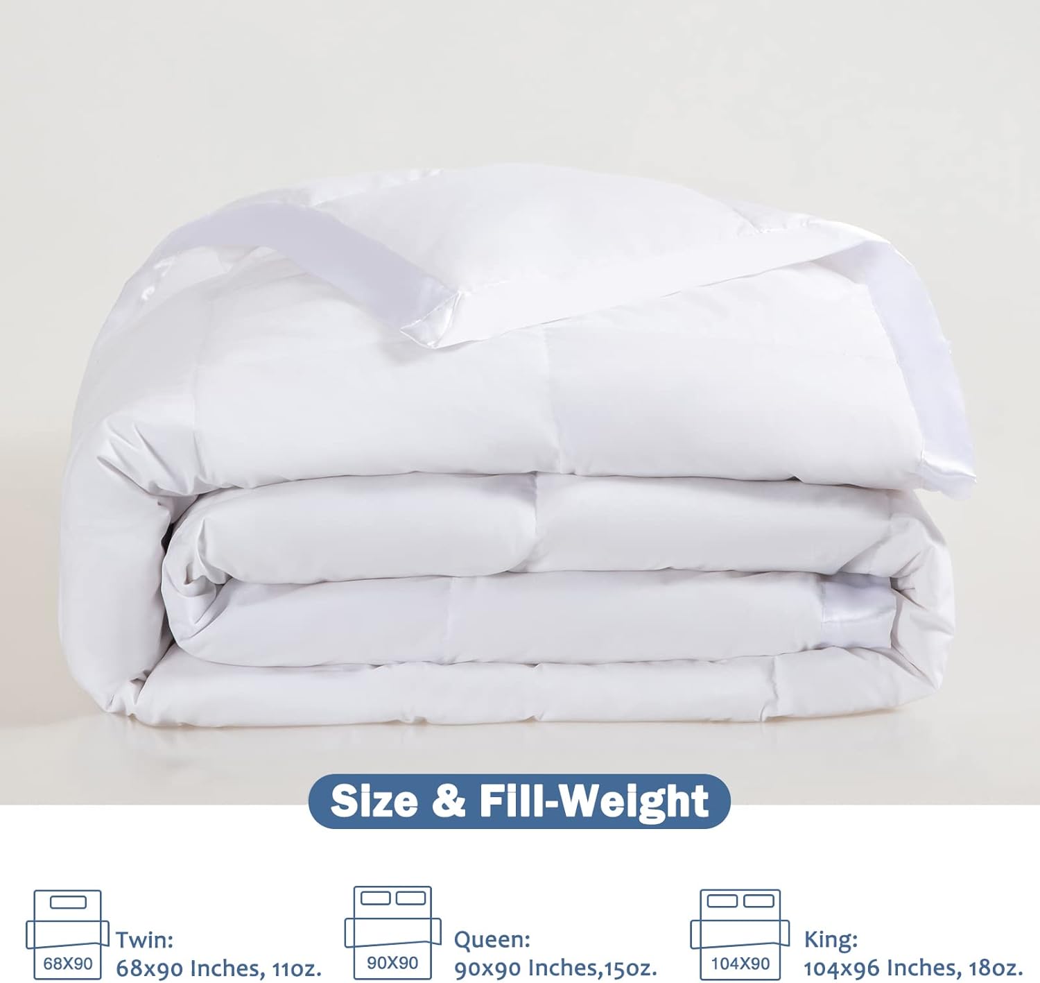 Dafinner Feather Down Blanket California King Size, Extra Lightweight Summer Comforter, Noiseless & Ultra Soft Thin Bed Blanket with Satin Trim (104"x96", White) - Image 7