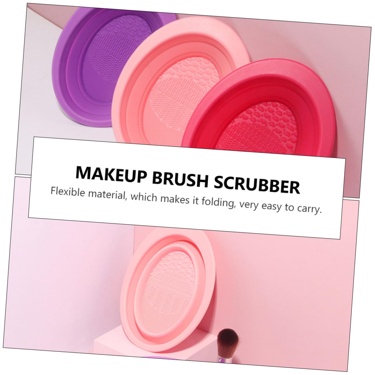 minkissy 3 Pezzi Di Pennelli Per Il Trucco in Silicone Ciotola Pieghevole Portatile Piastra Per La Pulizia Dei Pennelli Per Il Trucco Compatta E Versatile Per Salone E Casa
