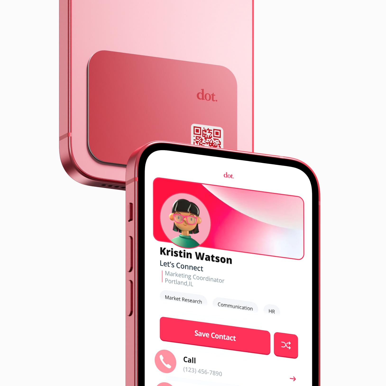 dot. Thin - Digital Business Card - Tap Compatible with iPhone & Android (Red)