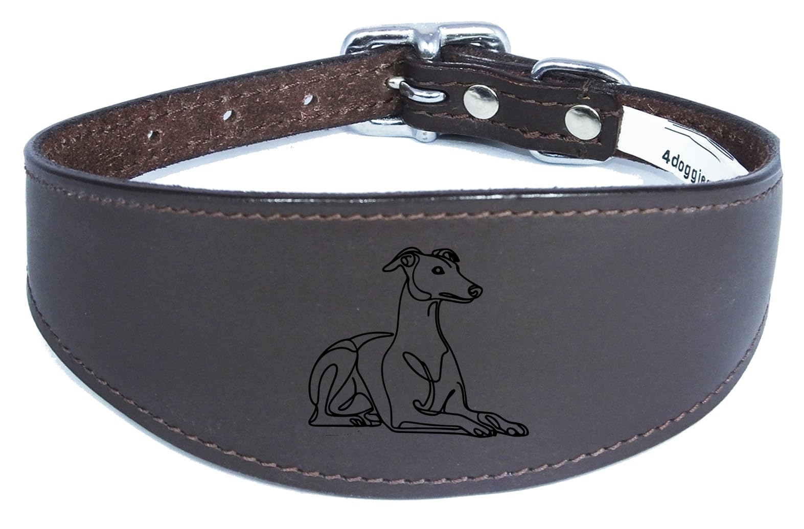 Sighthound Collar, Luxury Padded Leather, Handmade, for Greyhound and Whippet NL32