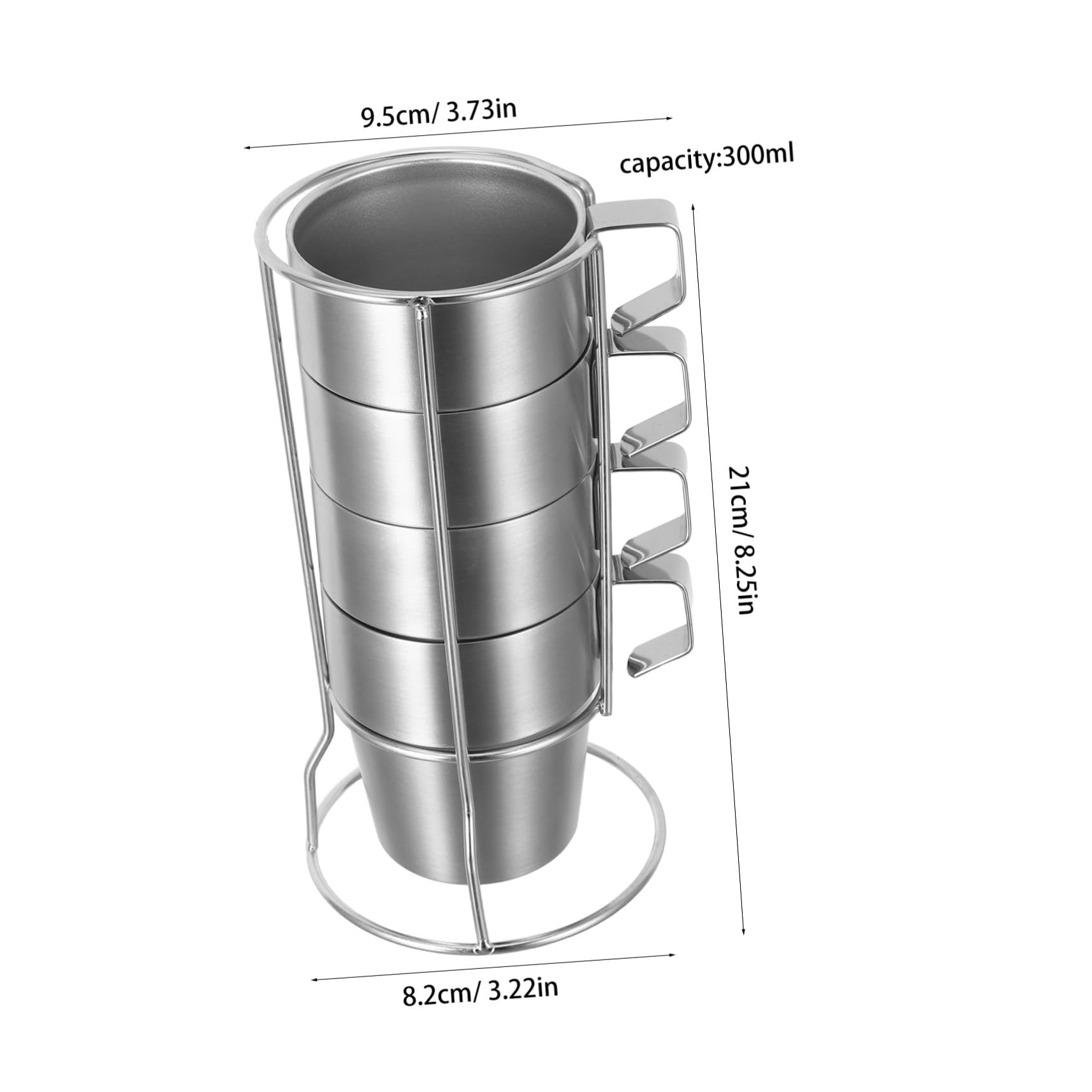 Tazas Infantiles Apilables de Acero Inoxidable Aisladas Doble Pared y Asas Soporte Compacto para Café Té y Cappuccino para Camping y Uso Diario