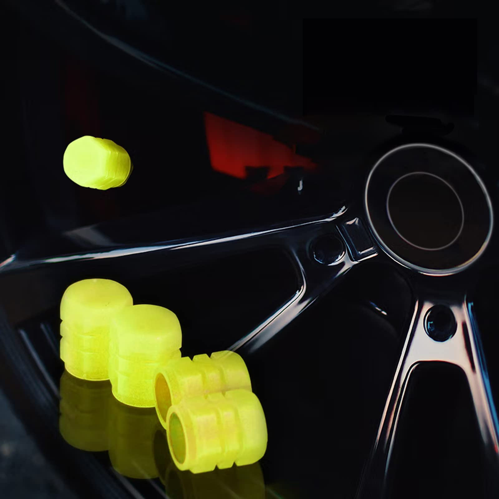 8PCS Luminous Tire Air Cap Plastic Covers,Leak-Proof Seal Tire Caps Set,Corrosion Resistant, Universal Valve Caps for Car Tires, Truck, Motorcycles, Bike (Yellow)