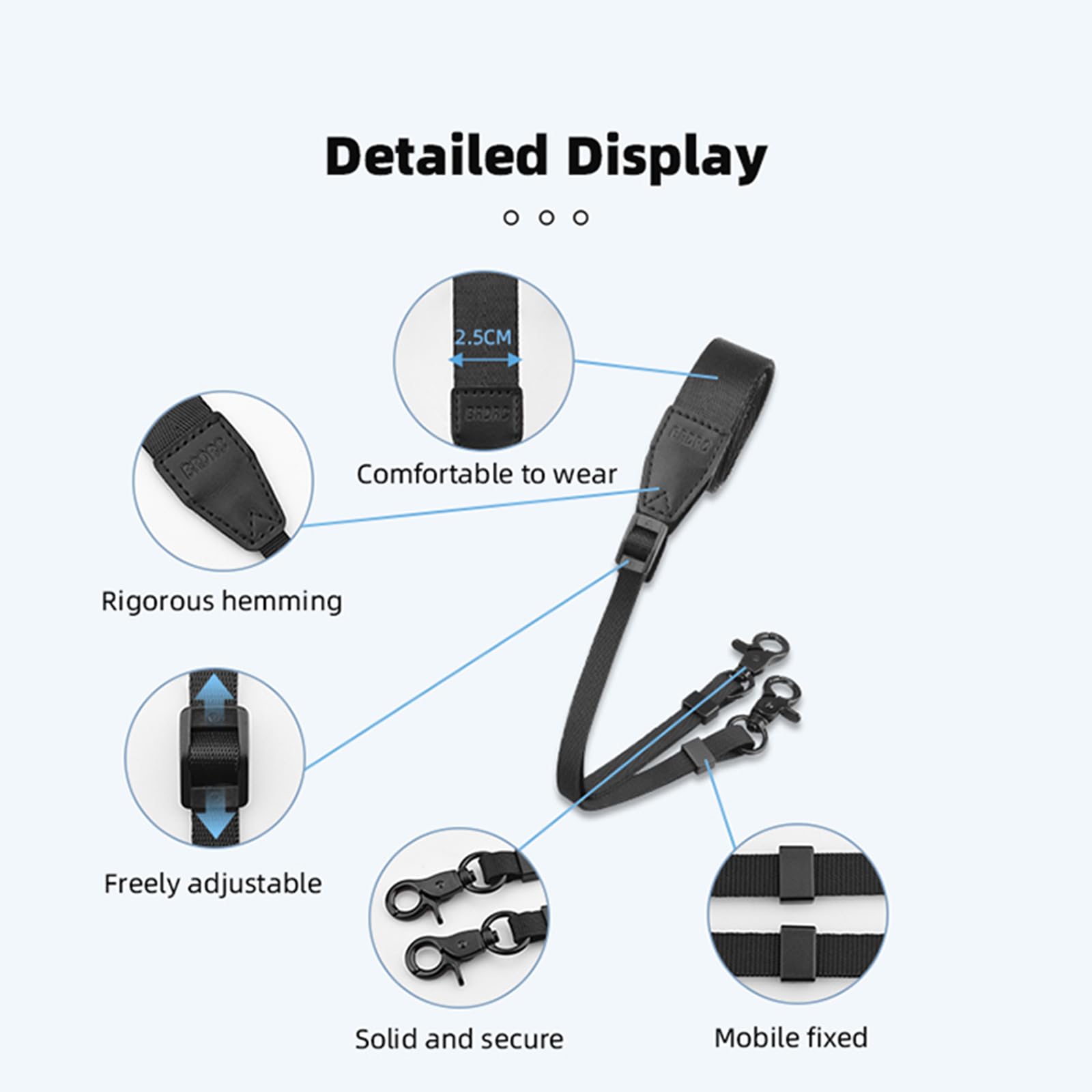 Cordon Tour De Cou DJI RC PRO/RC 2/RC Plus - Sangle Réglable Avec Vis - Pour Mini 3 Pro, Mavic 3, Air 3