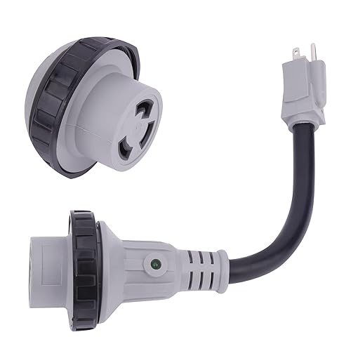 AA Ignition Adaptador RV de 15 amperios a 30 amperios de 12 pulgadas, macho 5-15P a hembra L5-30R, enchufe convertidor eléctrico Dogbone de 125