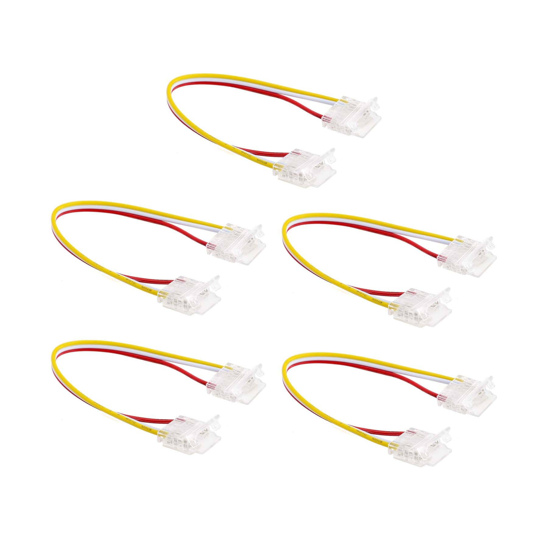G.w.s 3 Pin Cct/Pixel Strip G.w.s® Solderless 2 End Wire Connectors, For 12Mm Wide /Pixel Led Cob Strip Lights, Pack Of 5