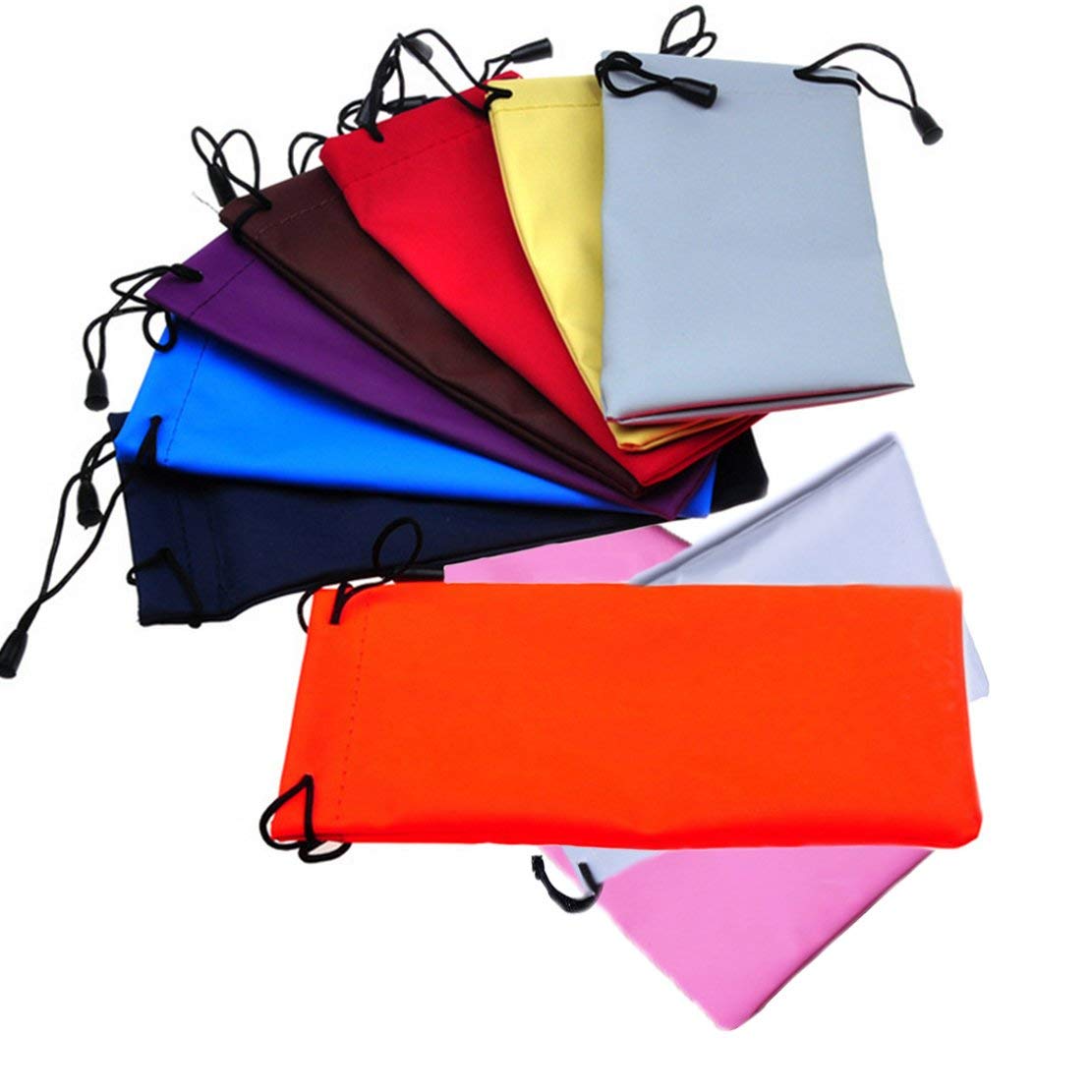 Rosetor Women's Random Color A Pack Of 10 Drawstring Storage Pouch Bag For Sunglasses Eyeglasses Cell Phone Electronic Gadgets（Random Color）