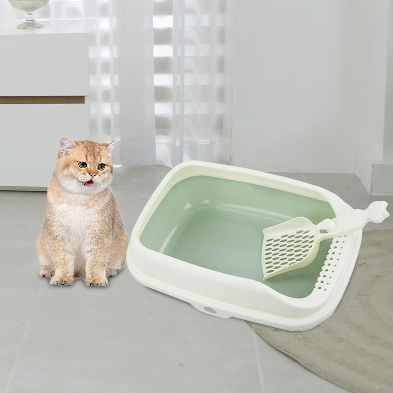 Bandeja de Arena Grande con Parte Superior Abierta for Gatos: arenero Profundo for Gatitos, hámsteres, Conejos y Animales pequeños.