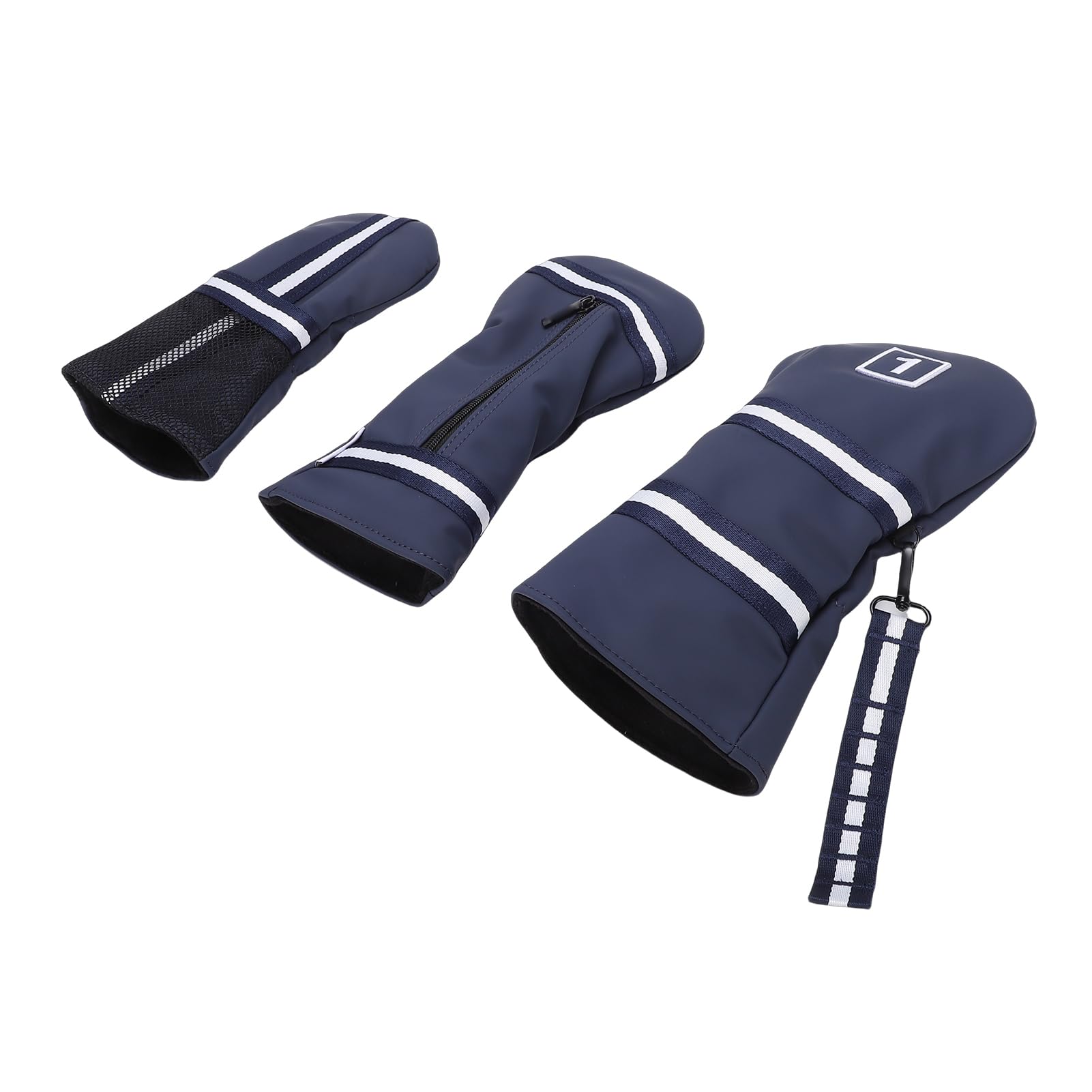 Generic Schlägerkopfhüllen-Set, 3-teilig, Elastische Passform, Plüschfutter, Leicht, für Golfer, Männer und Frauen, Polyesterfaser, Blau