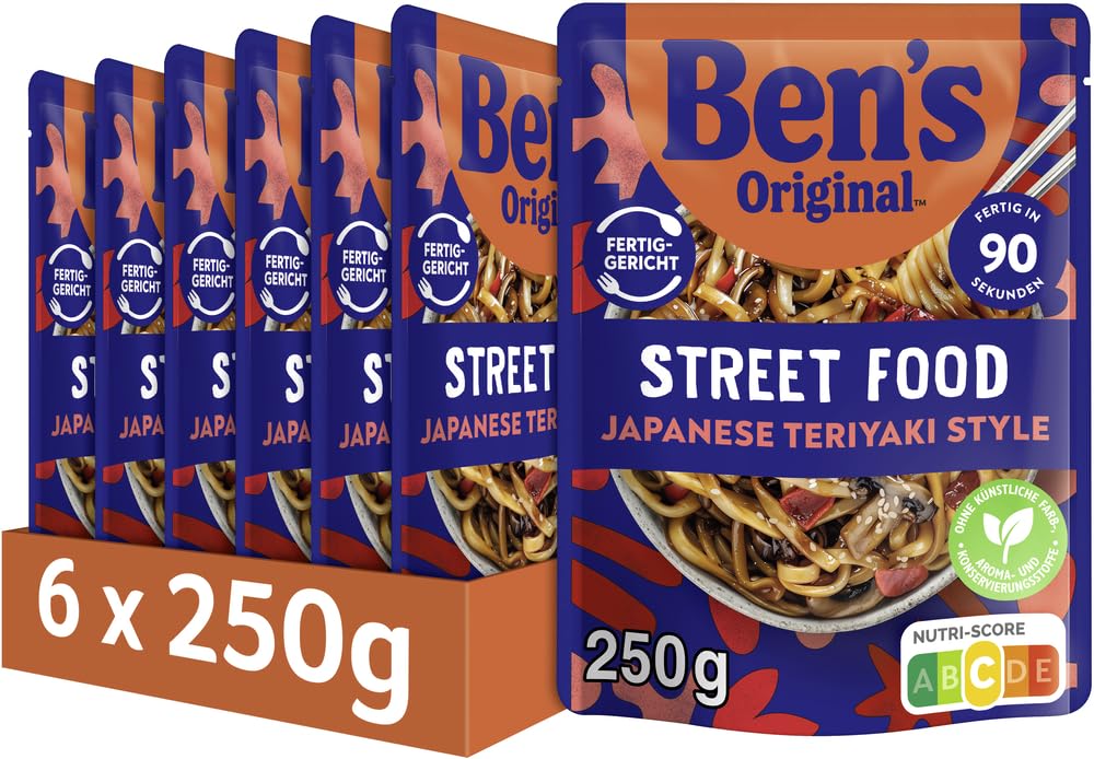 BEN'S ORIGINAL™ Fertiggericht Street Food Japanese Teriyaki Style Noodles 6x250g