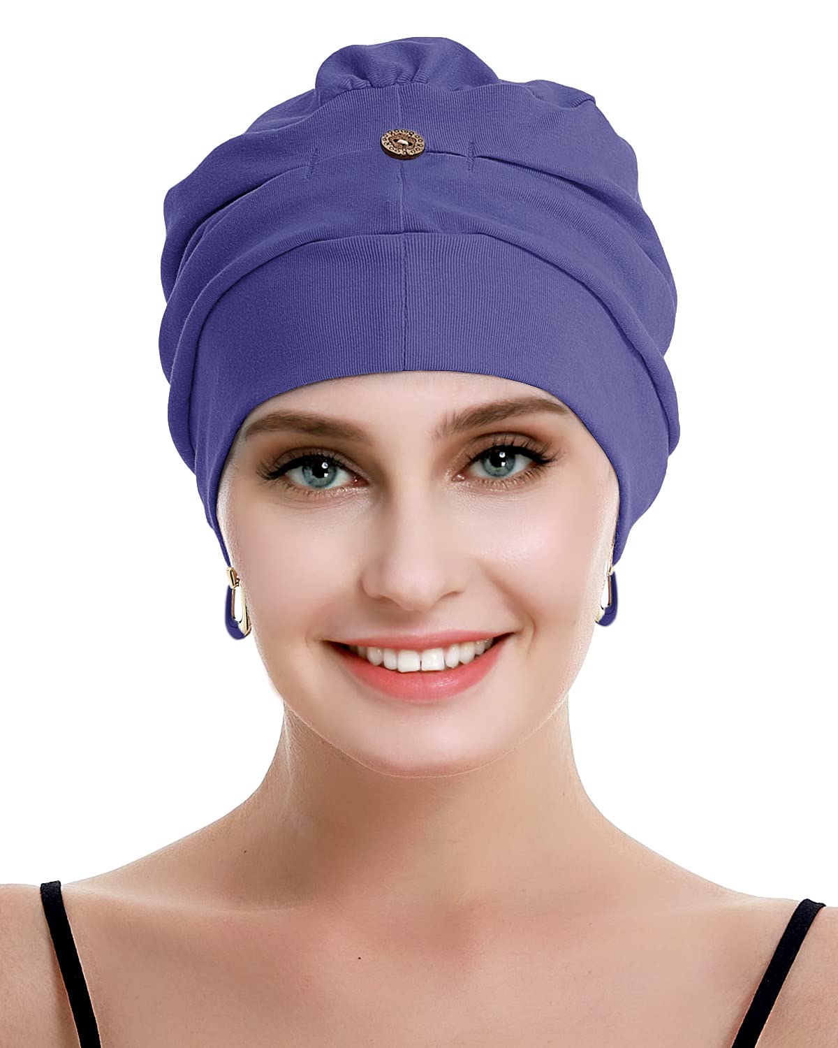 Osvyo Women's Denim Blue Chemo Headwear For Cancer Hairloss Hat - Cotton Lightweight Headwear,