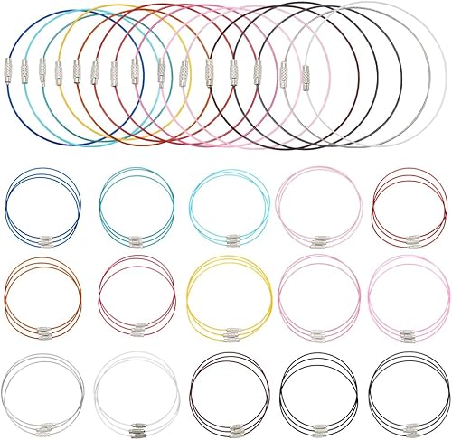 PH PandaHall 45 pulseras de alambre de memoria de 15 colores de 8 78 pulgadas, pulsera de alambre de acero con cierre de tornillo, gargantilla para