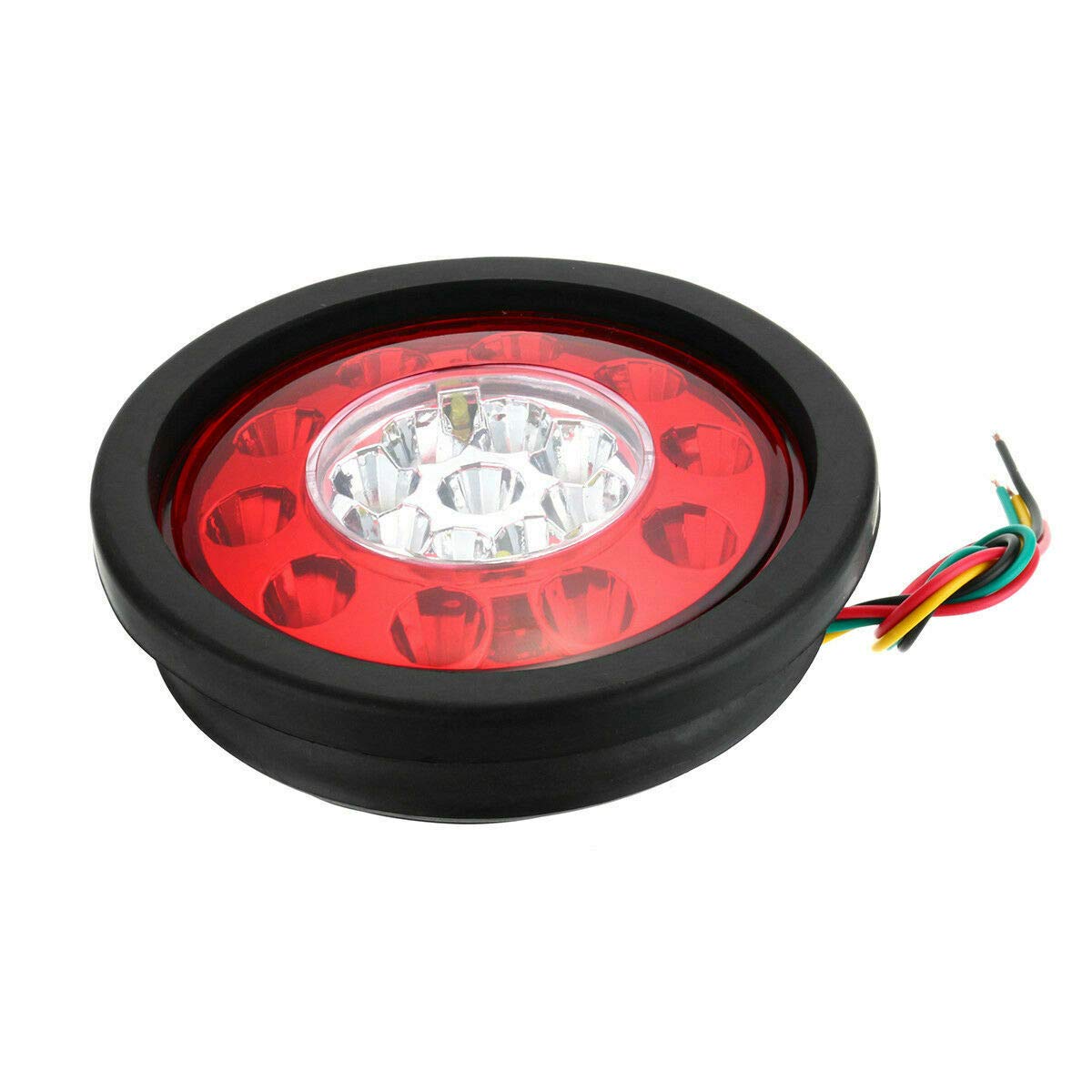 Okrągłe światło hamowania LED, 4 x 4,37 cala 19 LED czarne gumowe światło hamowania tylne kierunkowskazy kierunkowskazu lampa sygnałowa hamulca pasuje do samochodu ciężarowego (kolor żółty LED)