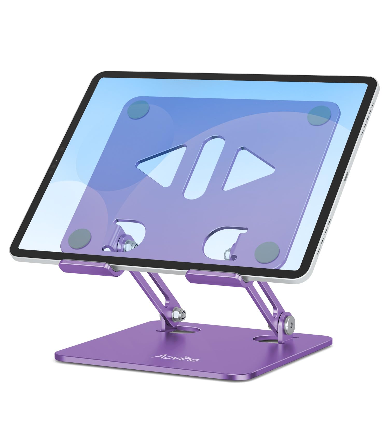 Aoviho Soporte de escritorio para tableta, soporte ajustable para tableta, soporte plegable de aluminio para iPad, Samsung Galaxy Tabs Z Fold Kindle Fire, todas las tabletas (4-13 pulgadas) (morado)