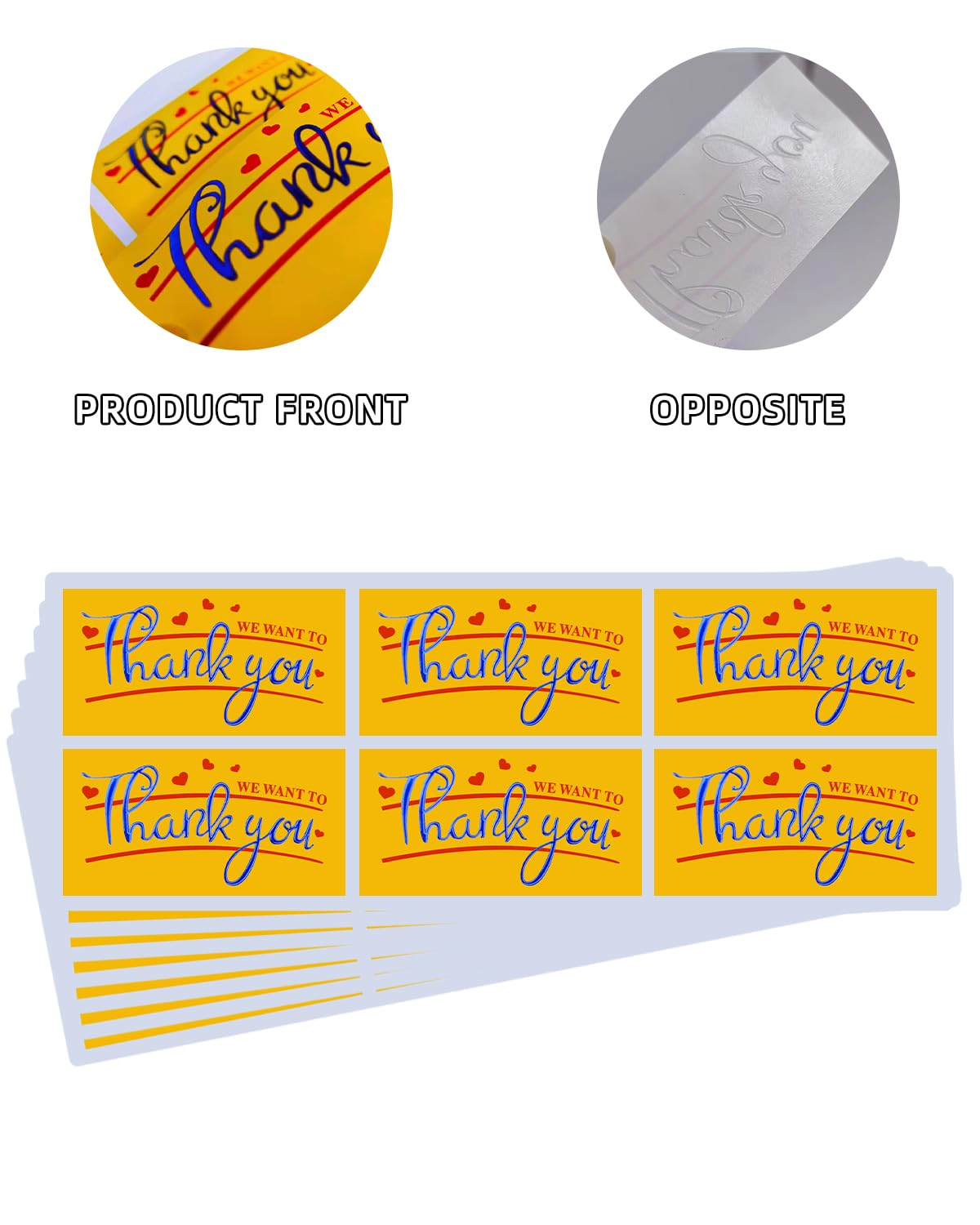 Photo 1 of Thank You Stickers Self-Adhesive Waterproof 180 PCS Holography Thank You Labels for Small Envelope Gift Packaging 3.15 in×1.7in Yellowish Red
