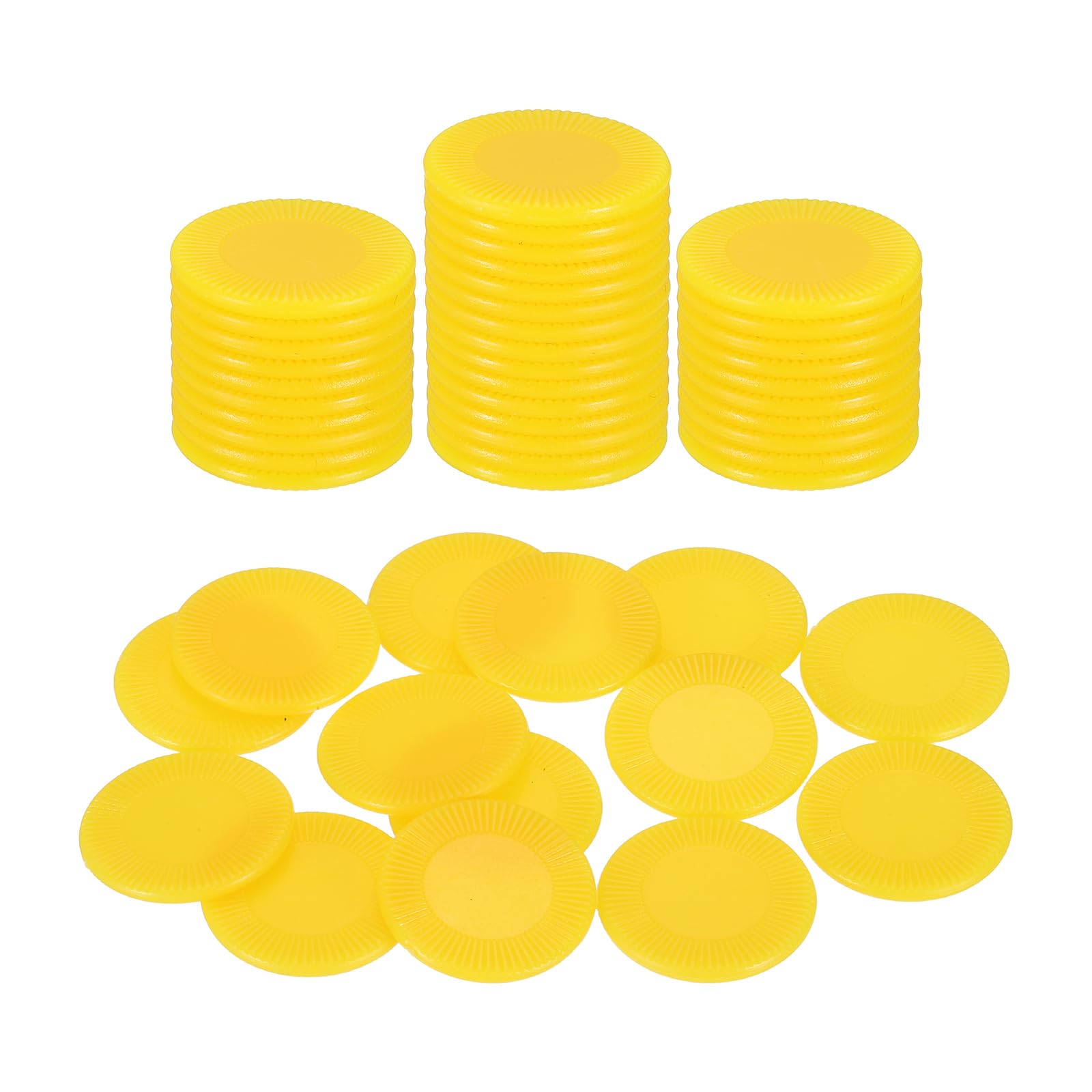 sourcing map 50Pcs Plastic Poker Chips, 22mm Mini Bingo Chips Learning Counters Counting Counters Disks Markers Opaque Game Tokens for Game Play Math Counting, Yellow, Pattern