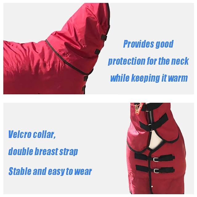 Foto 2 de 3 de Manta para Caballos Cuello Desmontable Tejido Exterior Impermeable Y Transpirable, Rojo(Size:145cm)