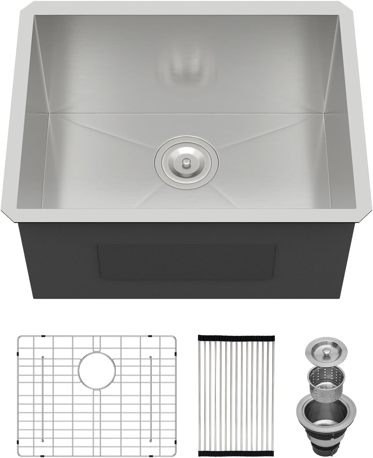 21 Inch Undermount Laundry Sink Utility 16 Gauge Stainless Steel Single Bowl 12 Inch Deep Under Counter Handmade Kitchen Sink Basin 21"x18"x12"