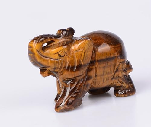 Miniatura 3 de OCN-HEALING Colección de artesanías de cristal natural de 1.6 in, figuras de elefante de piedras preciosas para decoración de Navidad, cumpleaños