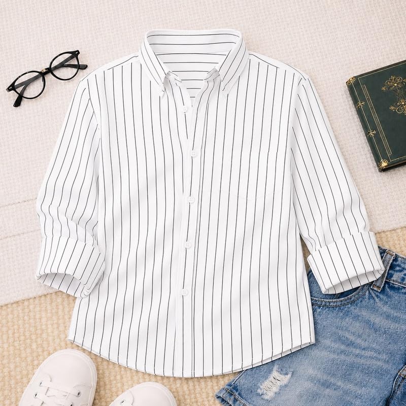 Generic Kids Cotton Full Sleeve Shirt White - Image 2