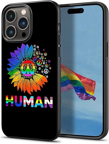 Funda para teléfono de orgullo gay LGBTQ de arcoíris humano, diseño de girasol, compatible con iPhone 16 15 14 13 12 11 Pro Max | Galaxy S25 S24 S23