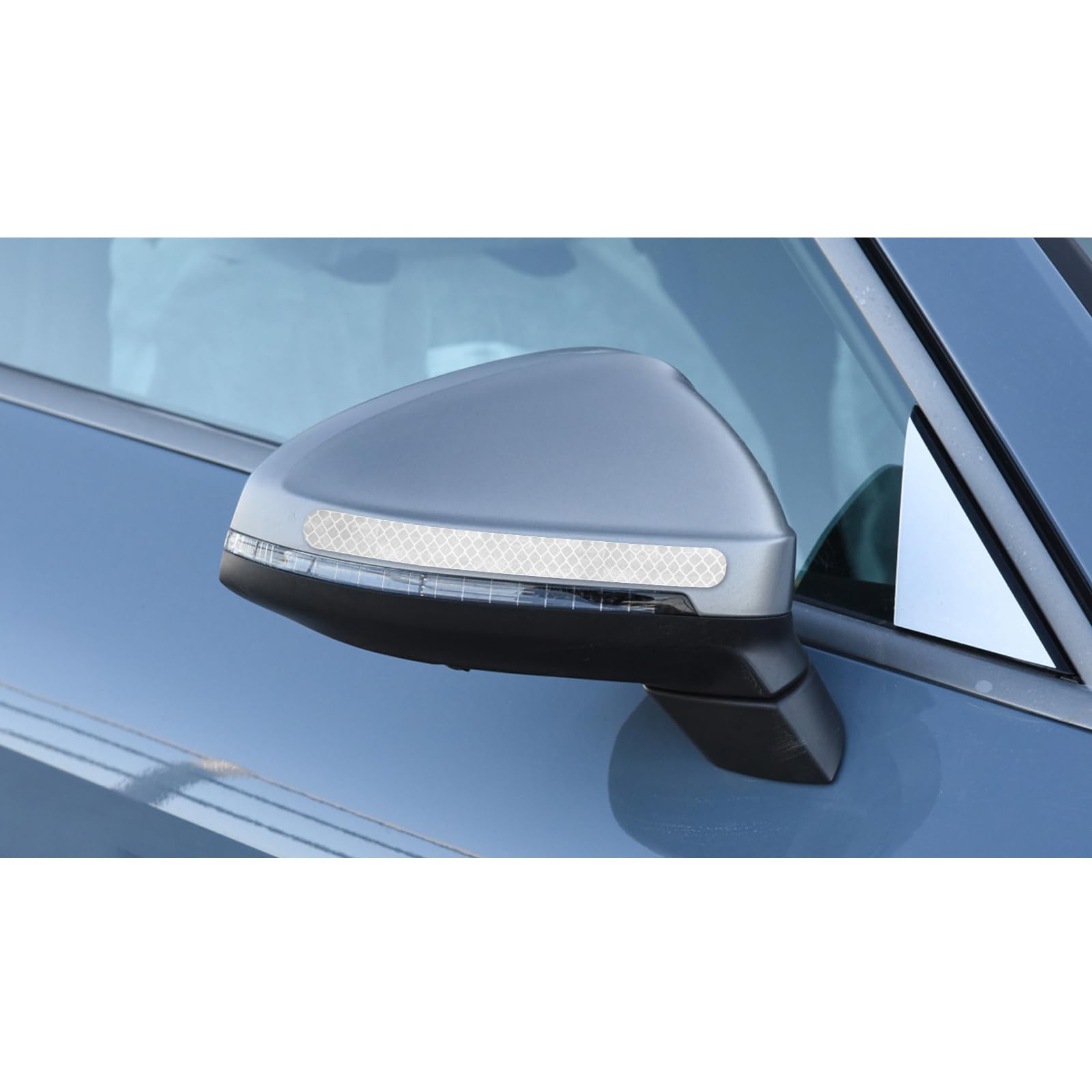 RUANTE Universal Car Reflective Stickers Super Reflectives Rearview Mirror Adhesive Trim Stickers Cars Anti-Collision Strips Reflection Warning Decals Anti-Scratch Protection (2pc White)