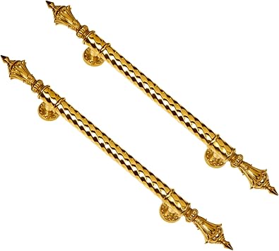 Door Pull Handle Gold Sliding Door Handle for Interior Exterior,Two-Side H Shape Barn Door Pull Handle with Screws,Stainless Steel Round Push Pull Handle,2 Pack