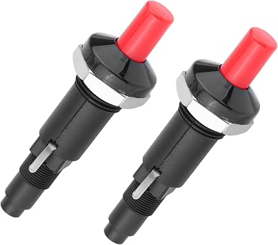 2pcs Piezo Spark Igniter, Two Fire Outlets Plastic BBQ Grill Push Button Ignitor, Ceramic Piezoelectric Ignition Replacement Barbecue Glow Plug Heat Resistant for Ovens Kitchen Water Gas Fireplaces