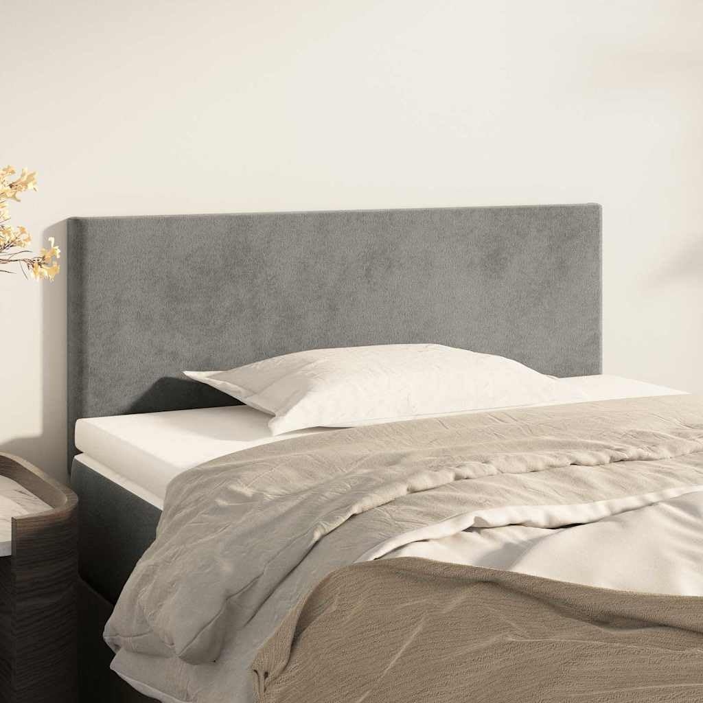 Tête de lit en velours gris clair 100 x 5 x 78/88 cm rembourrée avec pieds en bois, réglable en hauteur, soutien dorsal pour chambre à coucher, lit double, tête de lit confortable pour lire