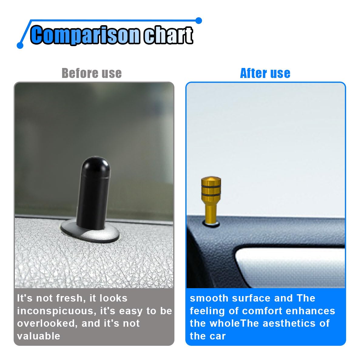 4PCS Car Door Lock Knobs 1 92 x 0 44Safety Auto Inner Door Pull Pins Aluminum Alloy Car — view 6